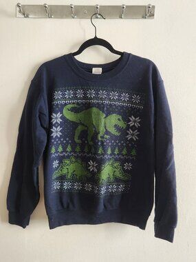 Fun dinosaur print Christmas sweater